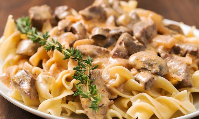Beef Stroganoff with Egg Noodles